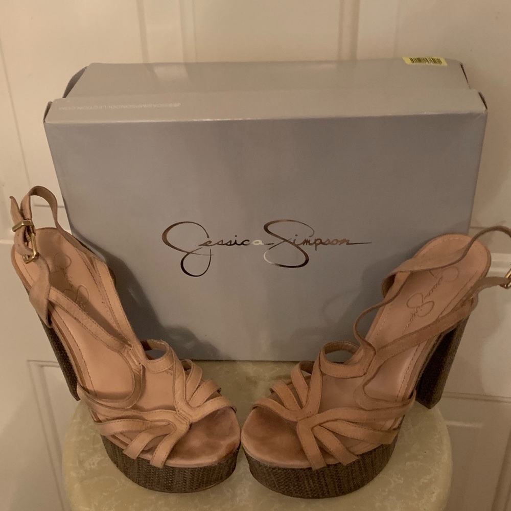 Jessica Simpson: Nude/ Summer haze open toe heels